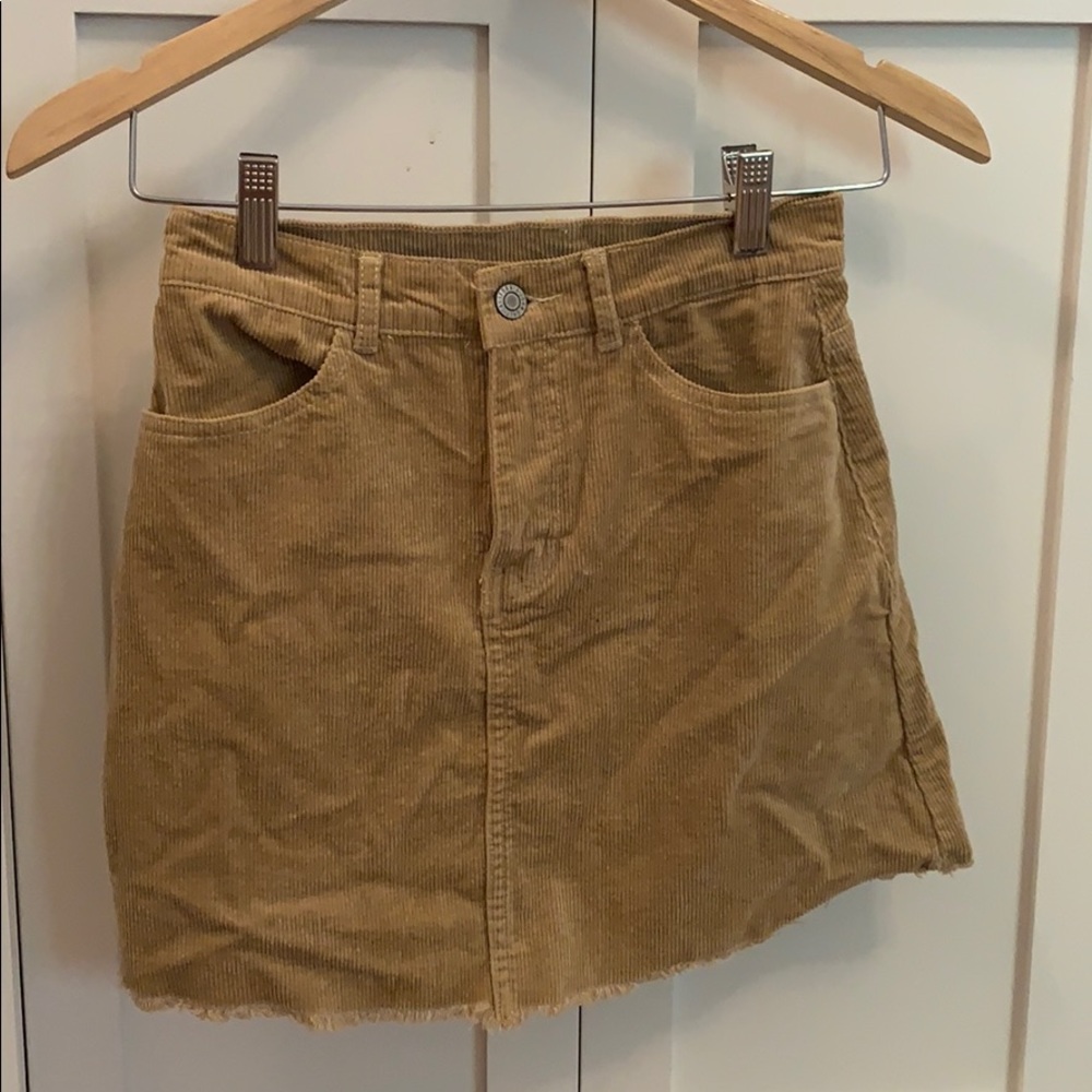 tan corduroy mini skirt